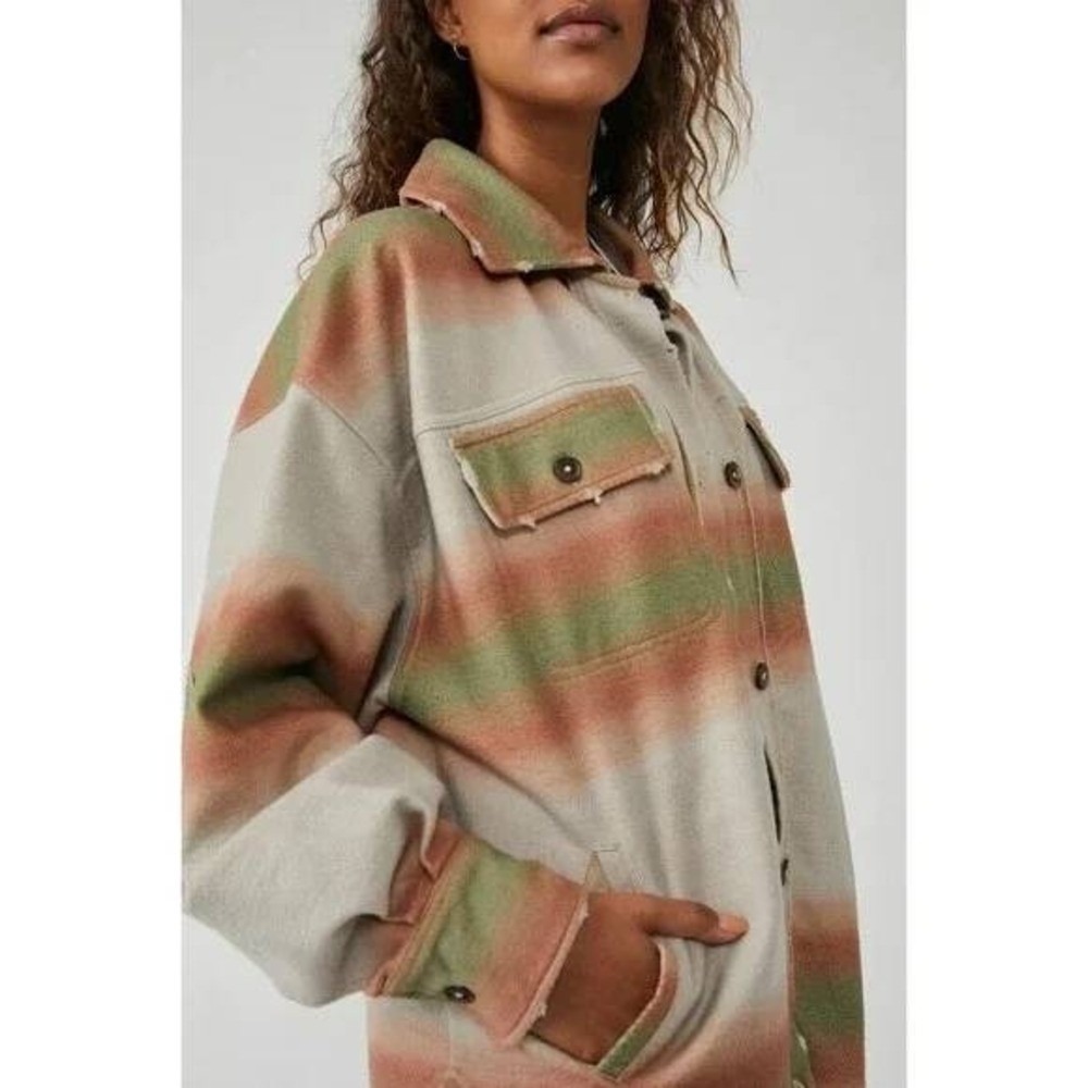 Free People Printed Ruby Shacket Marzipan Combo Oversized Medium - Picture 5 of 13